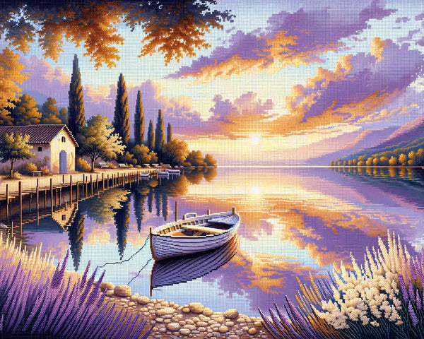 Paint by Numbers - Boat on the lake shore