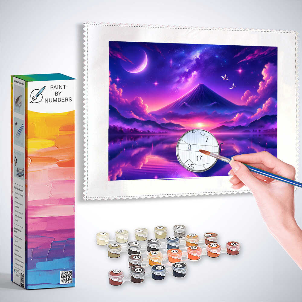 Paint by Numbers - Volcano, purple sky