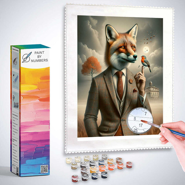 Fox with suit and bird - Paint by Numbers