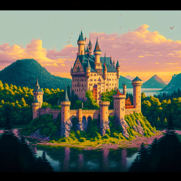 Diamond Painting - Fairy Tale Castle with Paint by Numbers Kit and Sparkling Acrylic Diamonds
