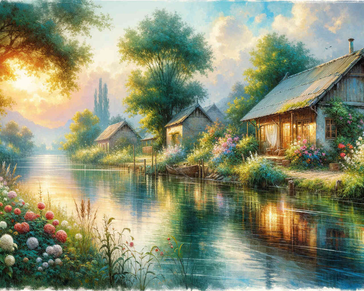 Paint by Numbers - Fishing house on the river