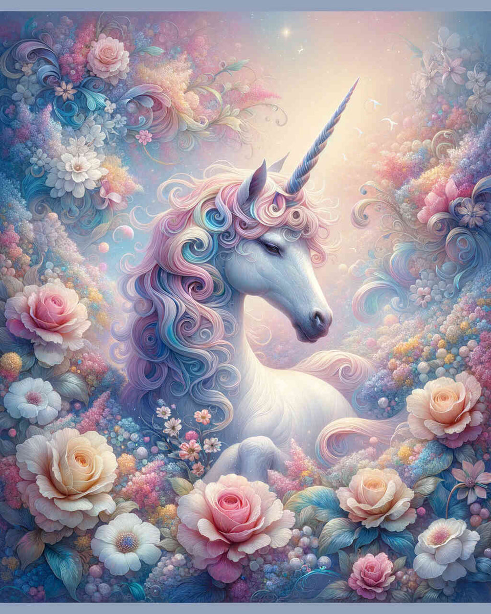 Unicorn surrounded by flowers - Paint by Numbers