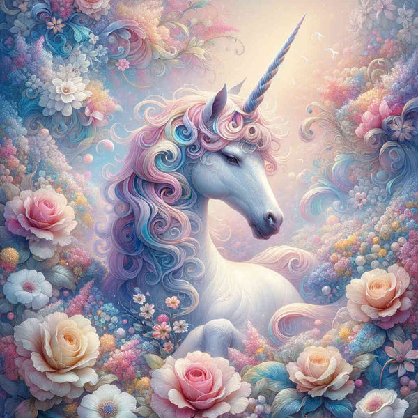 Unicorn surrounded by flowers - Paint by Numbers