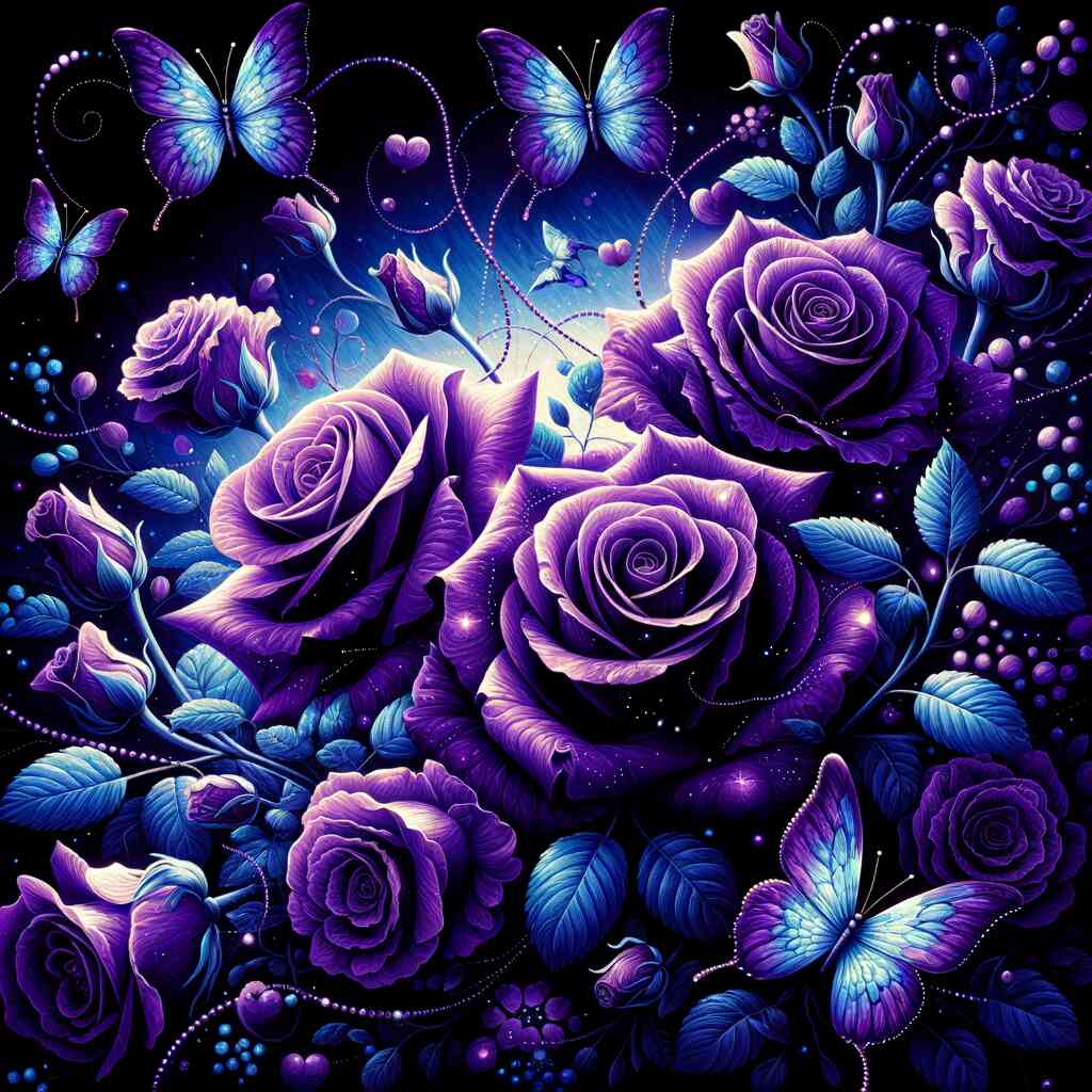 Paint by Numbers - Purple Roses and Butterflies