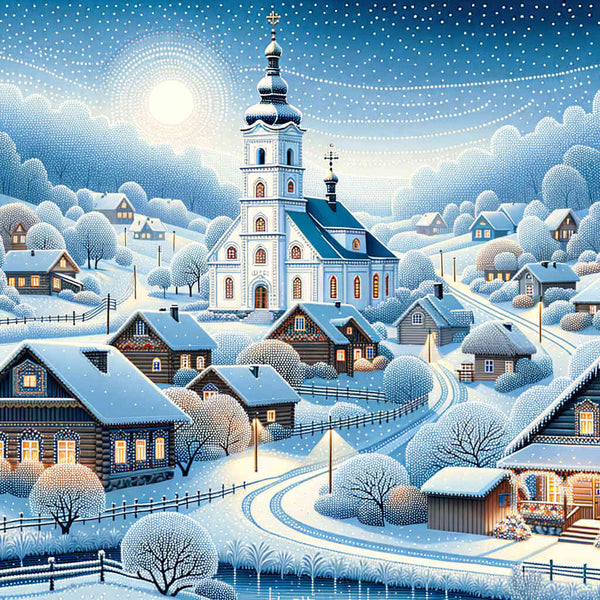 Paint by Numbers - Village in Winter Snow