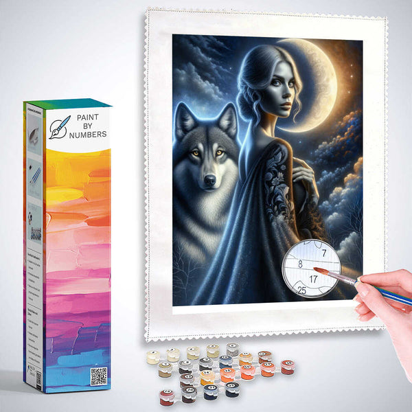 Paint by Numbers - Wolf with woman in black