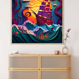 Malen nach Zahlen - Schiff auf rauer See Paperart - hochwertige Leinwand - 170523, Neu eingetroffen, Quadratisch, Retro, Schiff