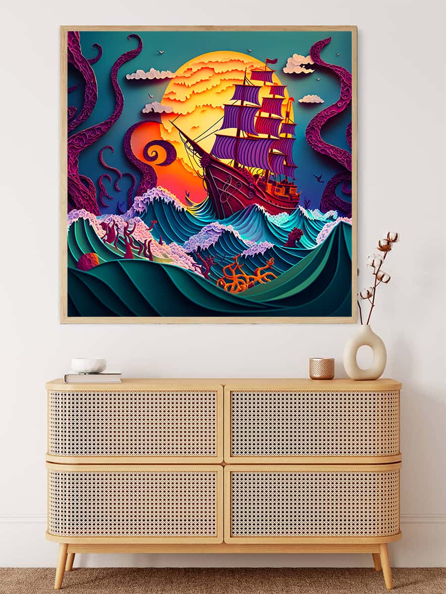 AB Diamond Painting - Schiff auf rauer See Paperart - gedruckt in Ultra-HD - AB Diamond, Neu eingetroffen, Quadratisch, Retro, Schiff