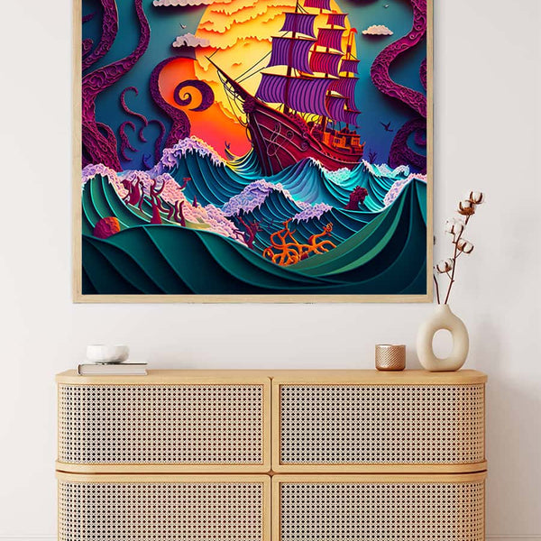 AB Diamond Painting - Schiff auf rauer See Paperart - gedruckt in Ultra-HD - AB Diamond, Neu eingetroffen, Quadratisch, Retro, Schiff