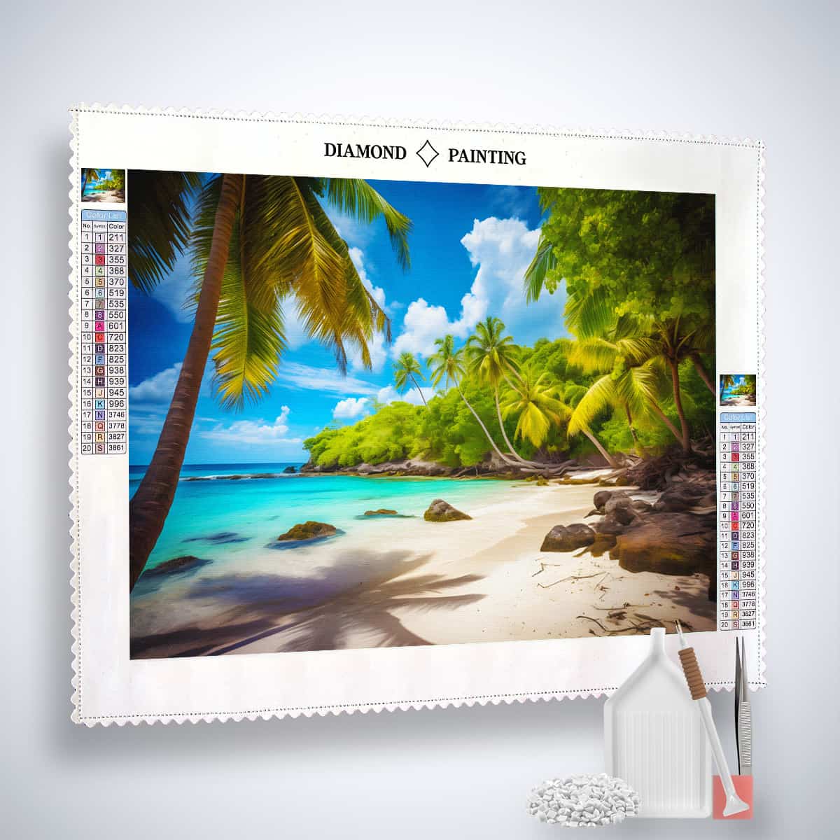 Diamond Painting Beach Kit - Paint by Numbers with Acrylic Diamonds, Tweezers, and Application Pen