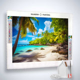 Diamond Painting Beach Kit - Paint by Numbers with Acrylic Diamonds, Tweezers, and Application Pen