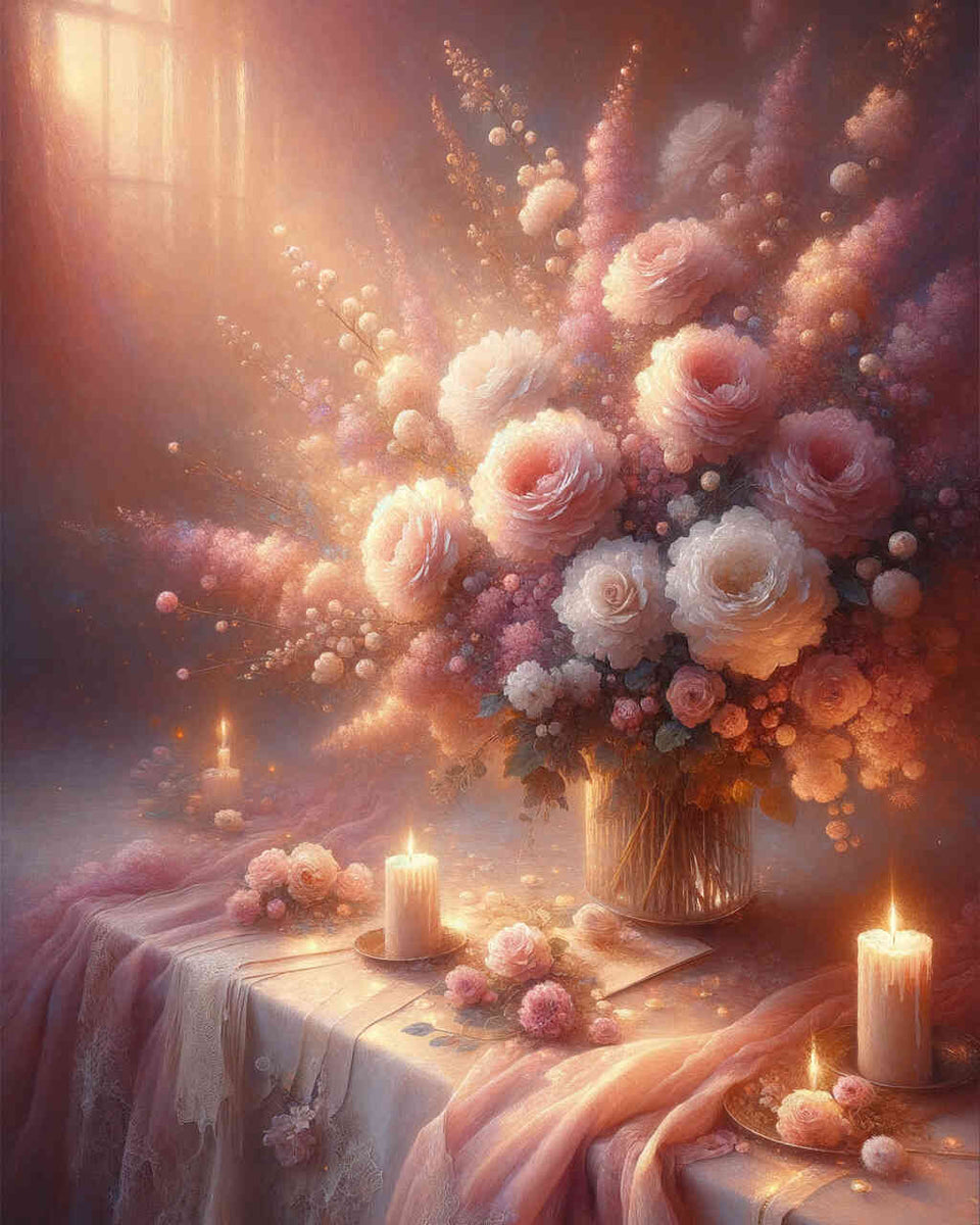 Paint by Numbers - Bouquet of roses in pink