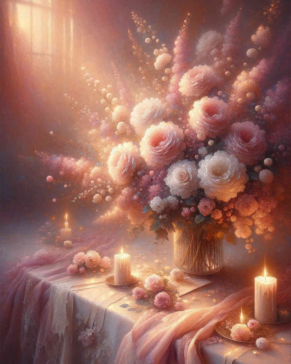 Paint by Numbers - Bouquet of roses in pink