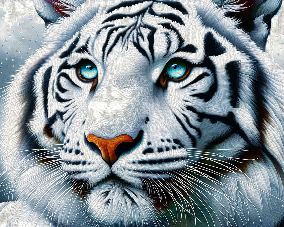 White tiger, blue eyes - Paint by Numbers