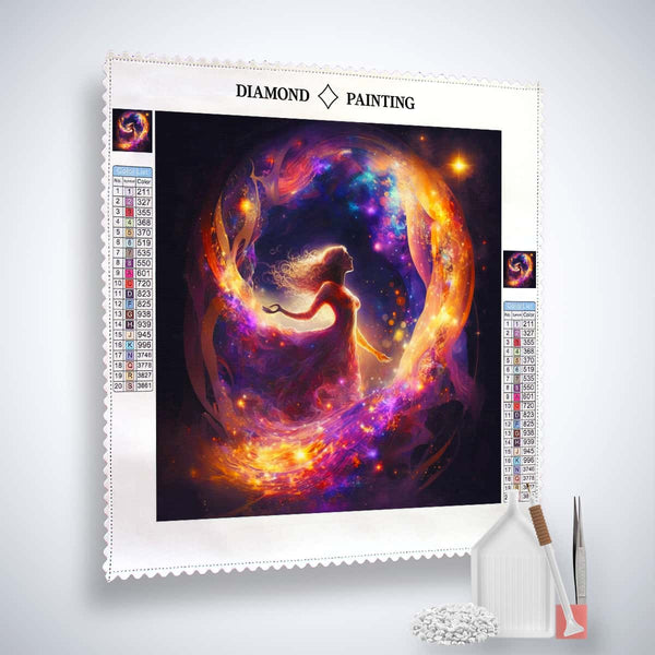 Diamond Painting - Frau im Kreis - gedruckt in Ultra-HD - Menschen, Neu eingetroffen, Quadratisch