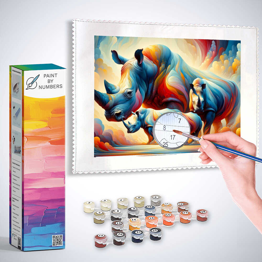Rhino family - Paint by Numbers