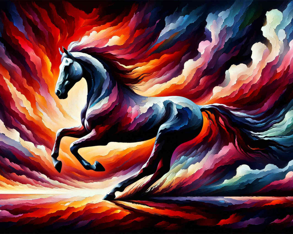 Paint by Numbers - Horse, abstract sky