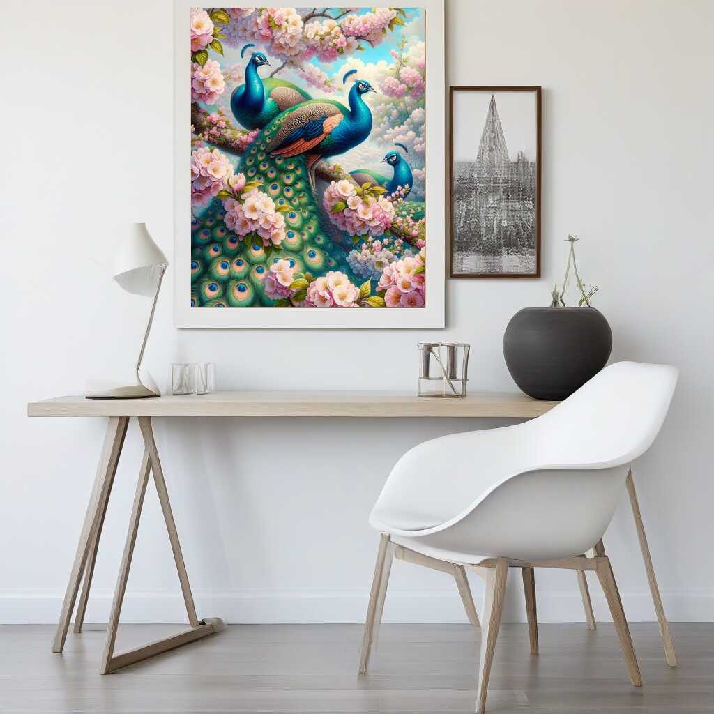 Paint by Numbers - Peacock in a Cherry Tree