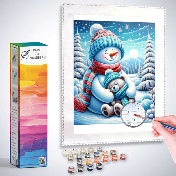 Paint by Numbers - Snowman and bear, friends
