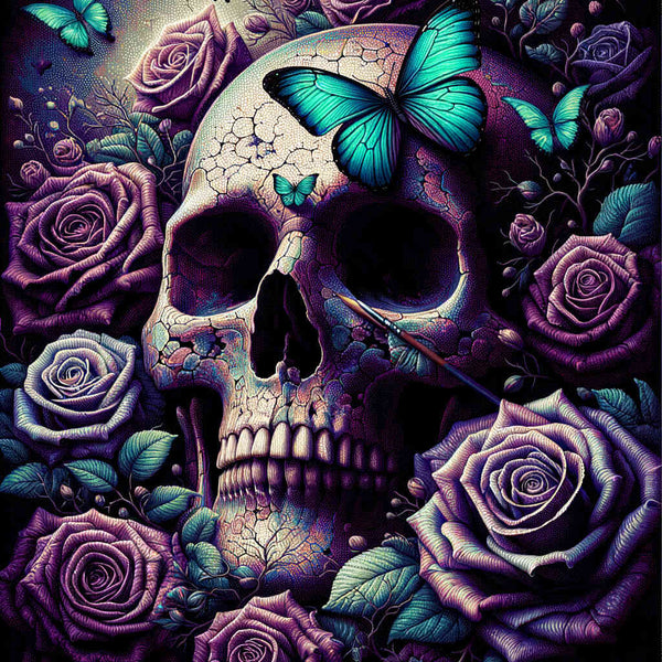 Paint by Numbers - Skull with butterfly