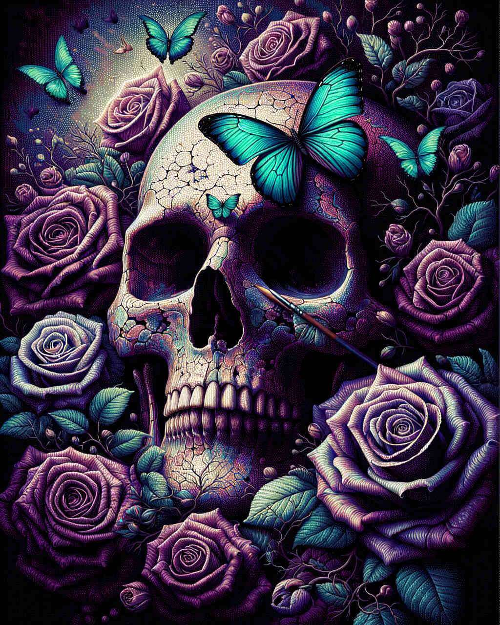 Paint by Numbers Skull with butterfly DIY Paint by Numbers