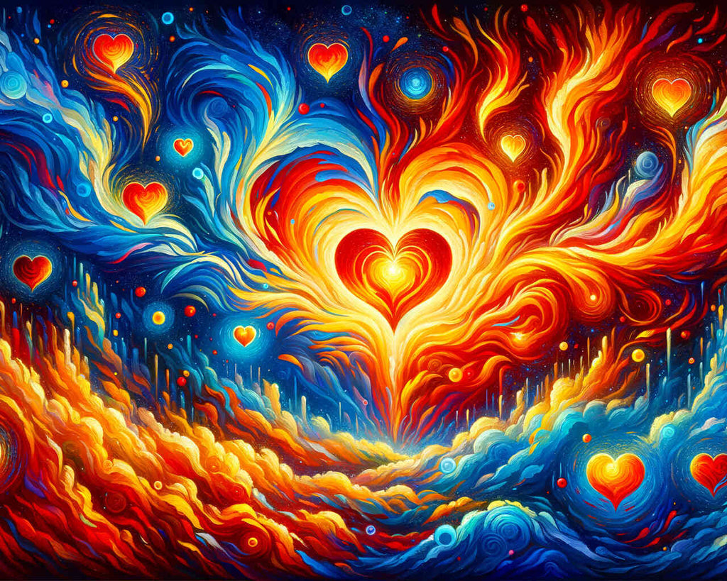 Paint by Numbers - Flaming Hearts