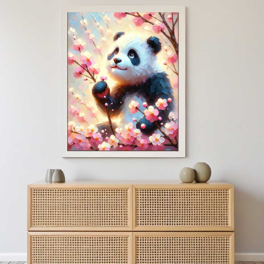 Panda with cherry blossoms - Paint by Numbers
