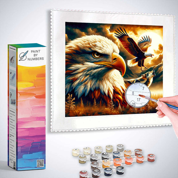 Paint by Numbers - Eagle and howling wolf