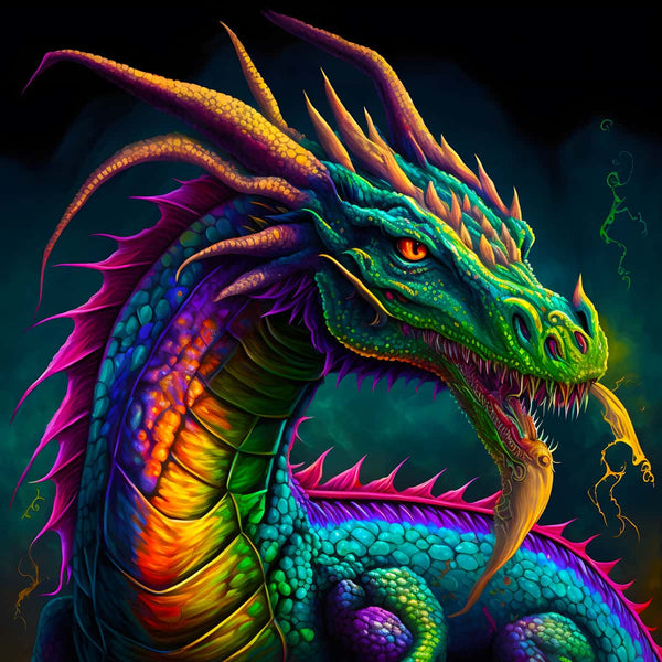 Malen nach Zahlen - Japanischer Drache - hochwertige Leinwand - 170523, Drache, Fantasy, Neu eingetroffen, Quadratisch