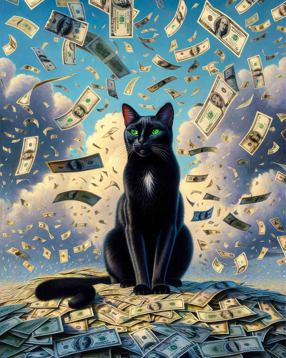 Cat with banknotes - Paint by Numbers