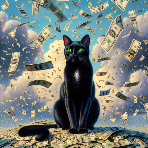 Cat with banknotes - Paint by Numbers