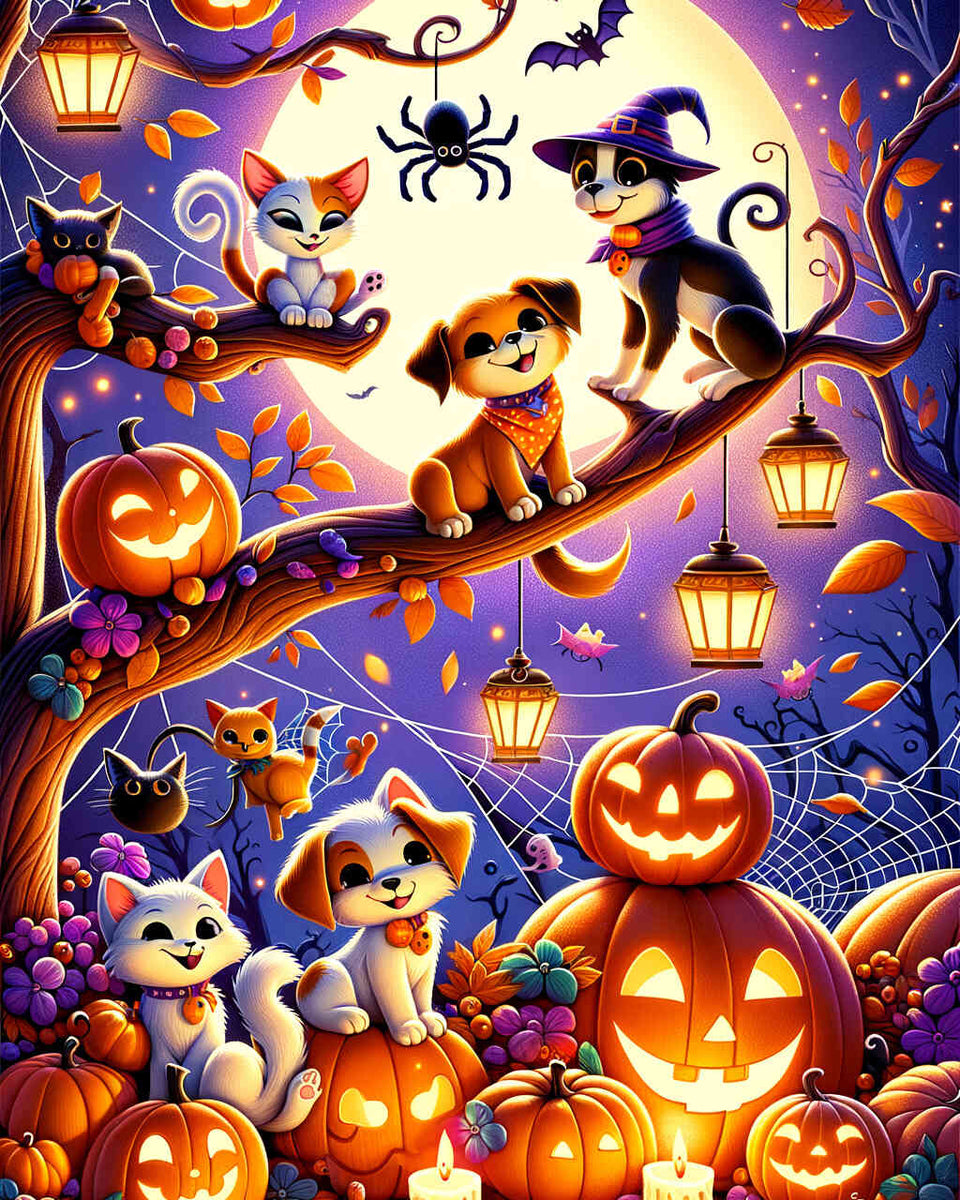 Paint by Numbers - Halloween Cats Dogs Spider