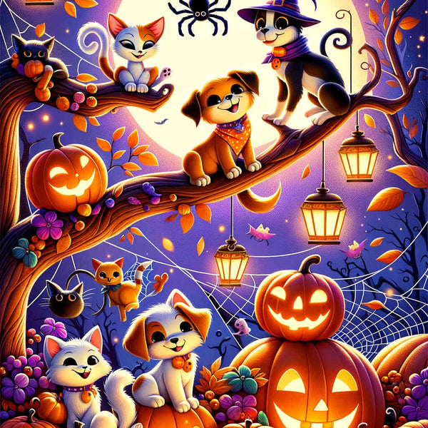 Paint by Numbers - Halloween Cats Dogs Spider