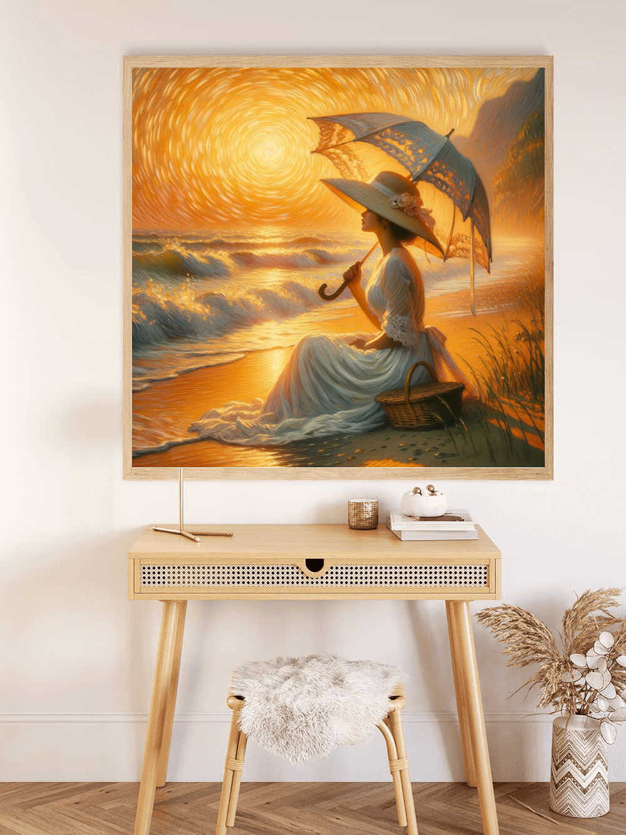 Paint by Numbers - Woman on Beach with Parasol and Hat
