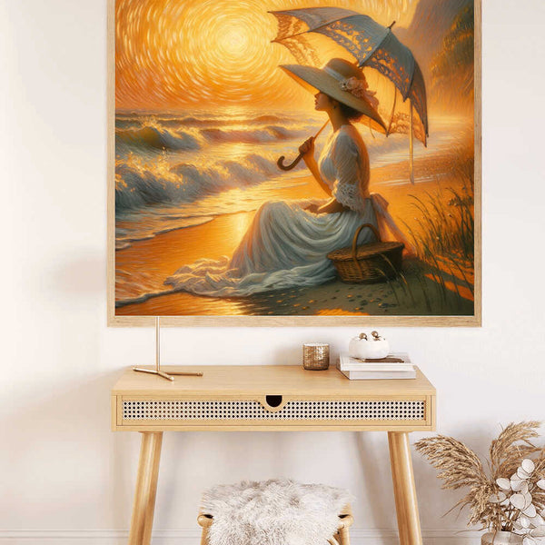 Paint by Numbers - Woman on Beach with Parasol and Hat