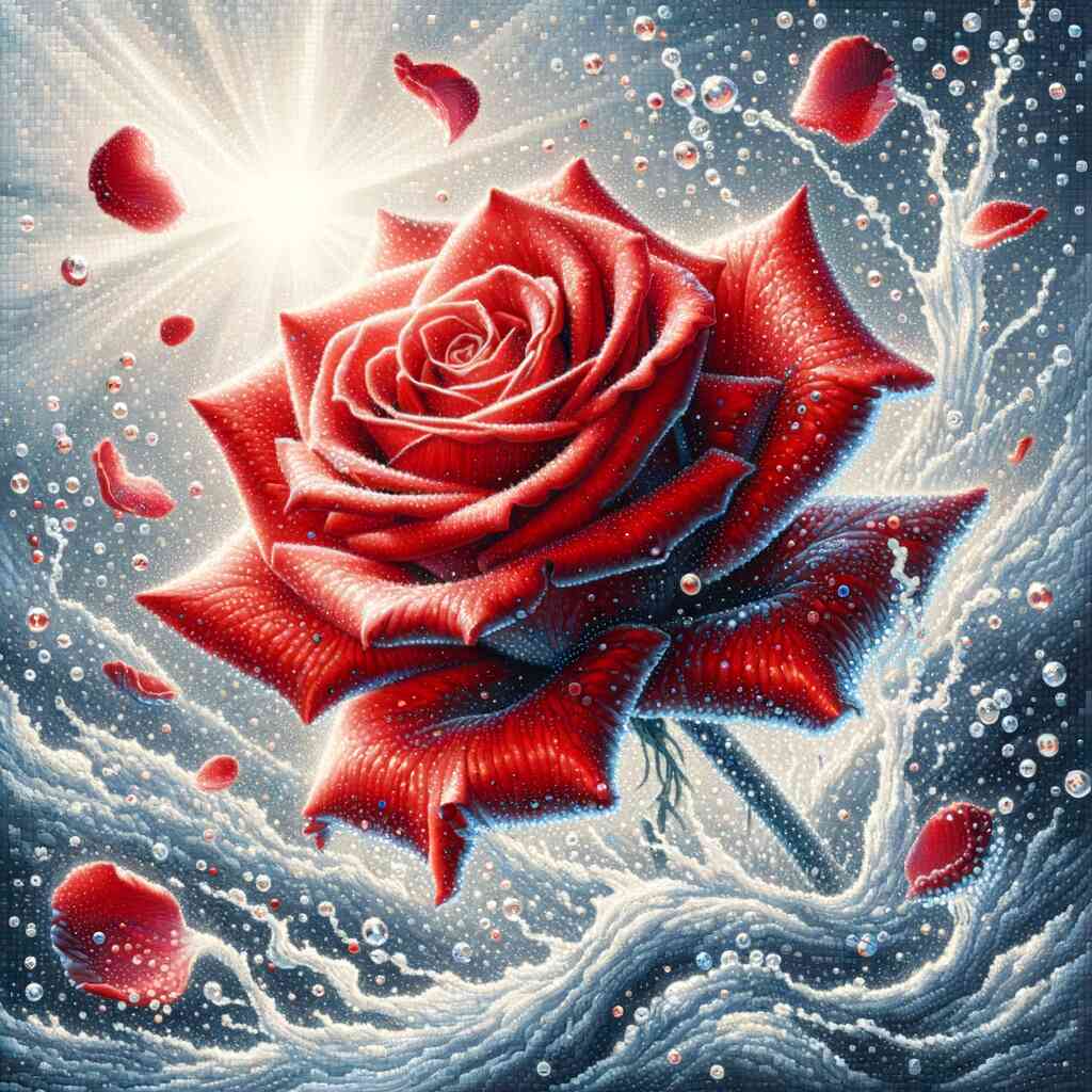 Paint by Numbers - Red Rose Surrounded by Water