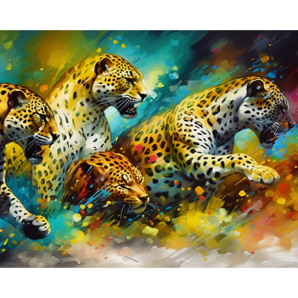 Diamond Painting Leopard Gang - Vibrant Paint by Numbers Kit with Acrylic Diamonds