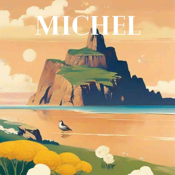 Paint by Numbers kit - Sublime tranquility of Mont-Saint-Michel with blooming flowers and serene water.
