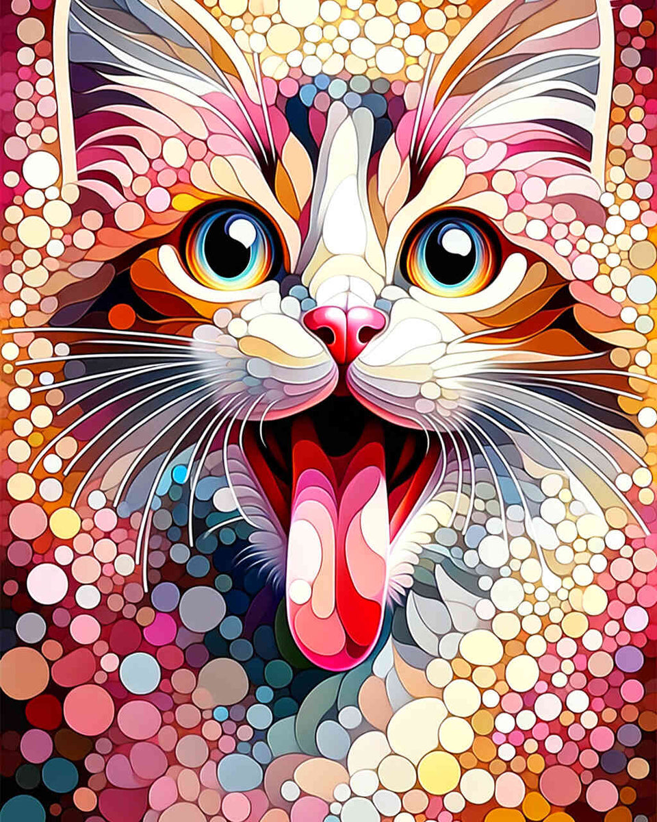 Paint by Numbers - Cat sticks out tongue