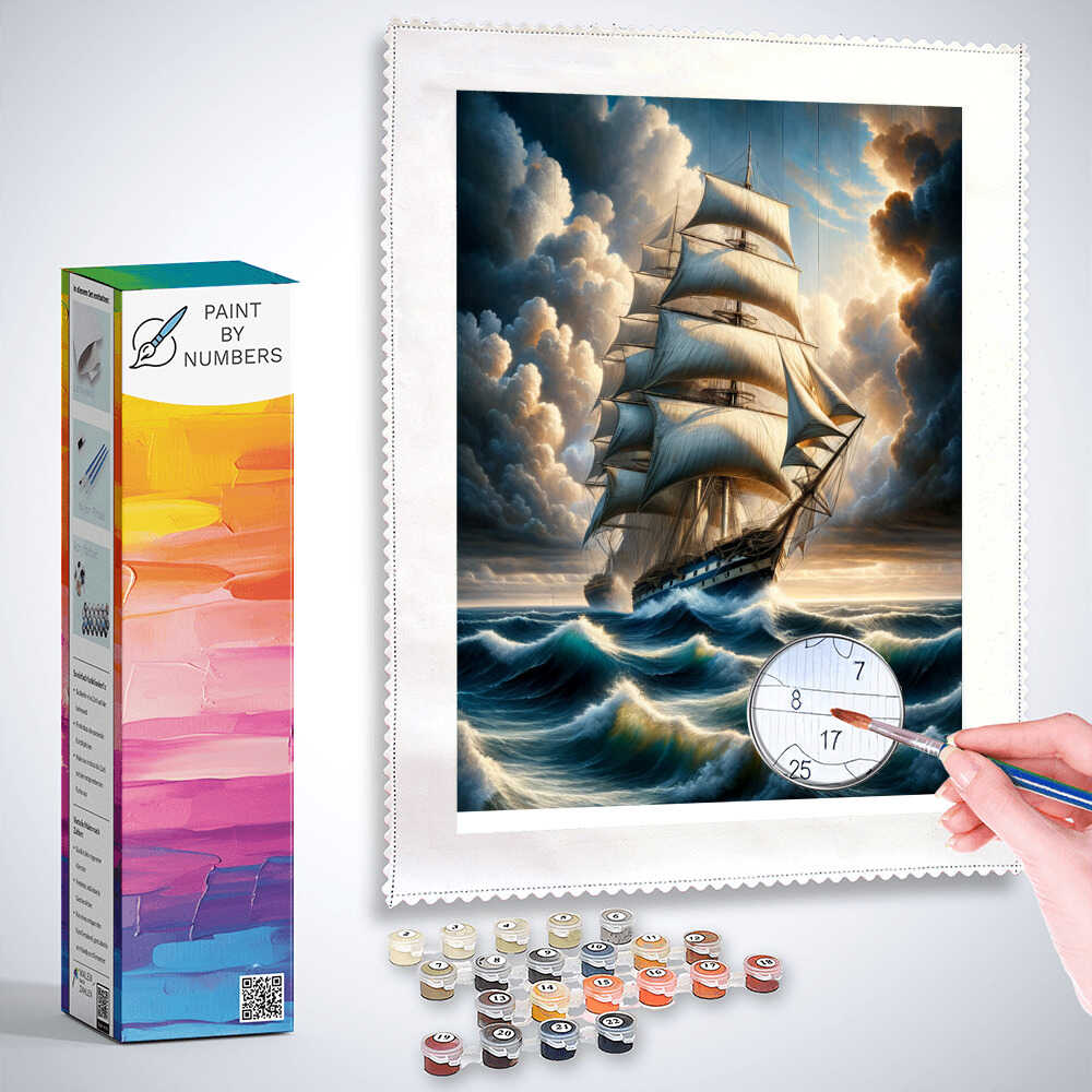 Sailing ship, Cloudy - Paint by Numbers