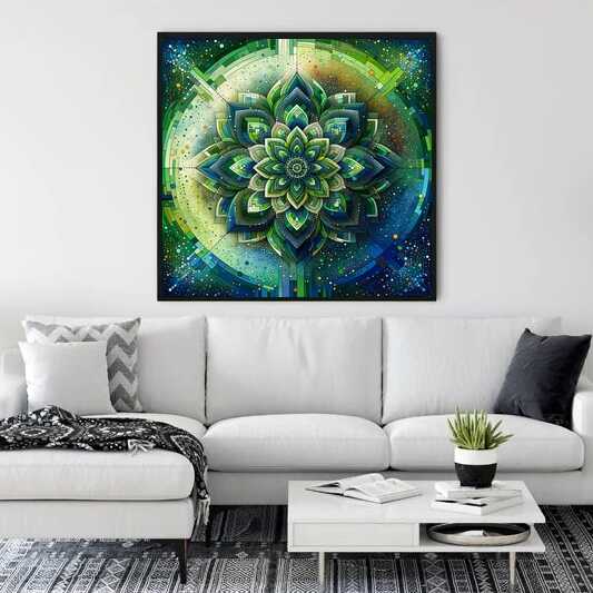 Paint by Numbers - Mandala in green and blue