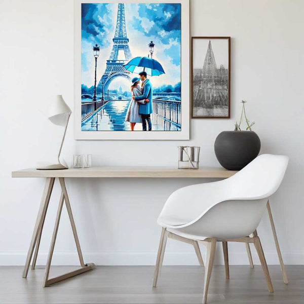 Couple in blue, Eiffel Tower - Paint by Numbers