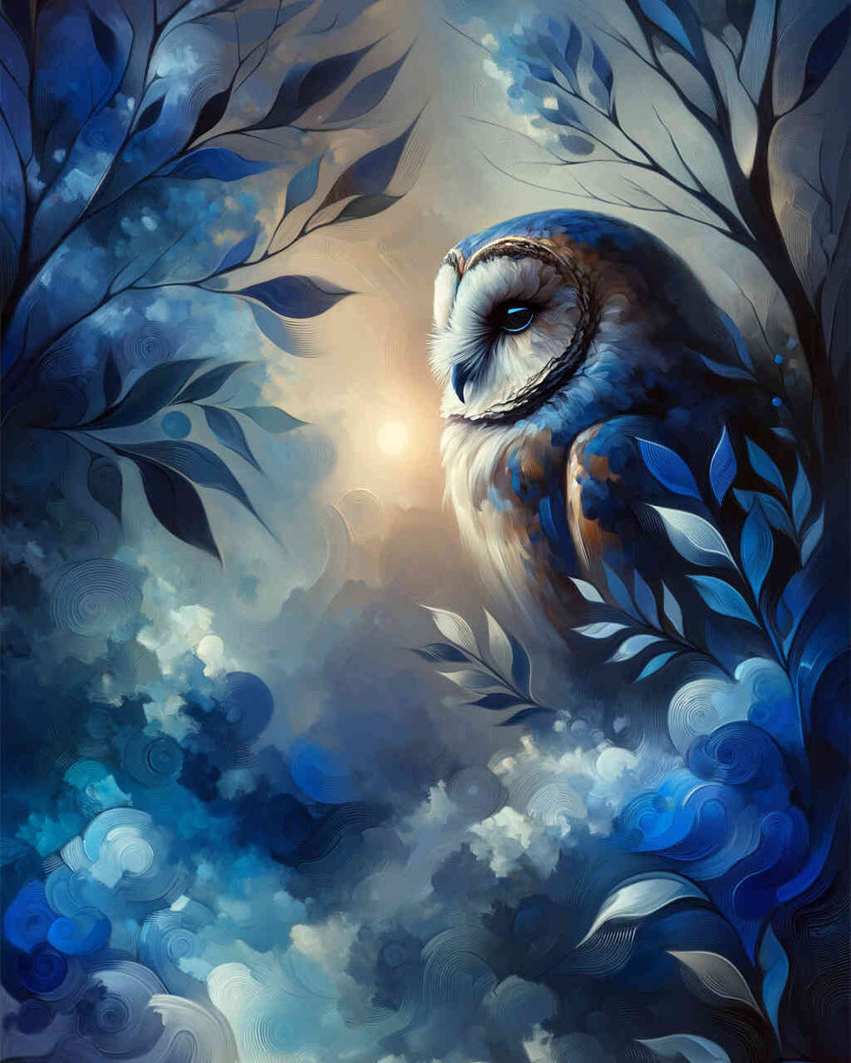 Owl in blue - Paint by Numbers