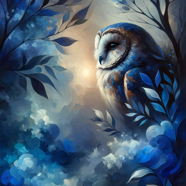 Owl in blue - Paint by Numbers
