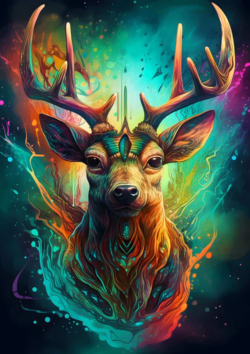 Vibrant Deer Portrait Diamond Painting Kit - Paint by Numbers Art on Canvas with Colorful Acrylic Diamonds