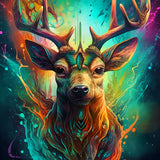 Vibrant Deer Portrait Diamond Painting Kit - Paint by Numbers Art on Canvas with Colorful Acrylic Diamonds