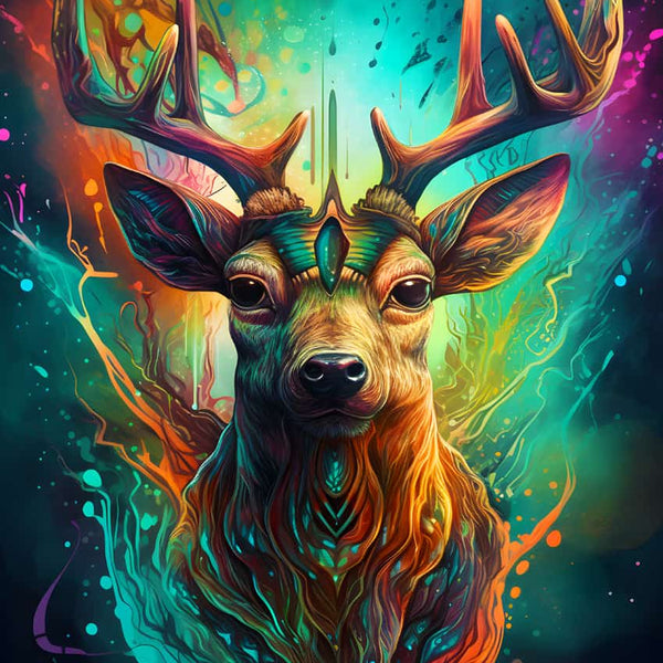 Vibrant Deer Portrait Diamond Painting Kit - Paint by Numbers Art on Canvas with Colorful Acrylic Diamonds