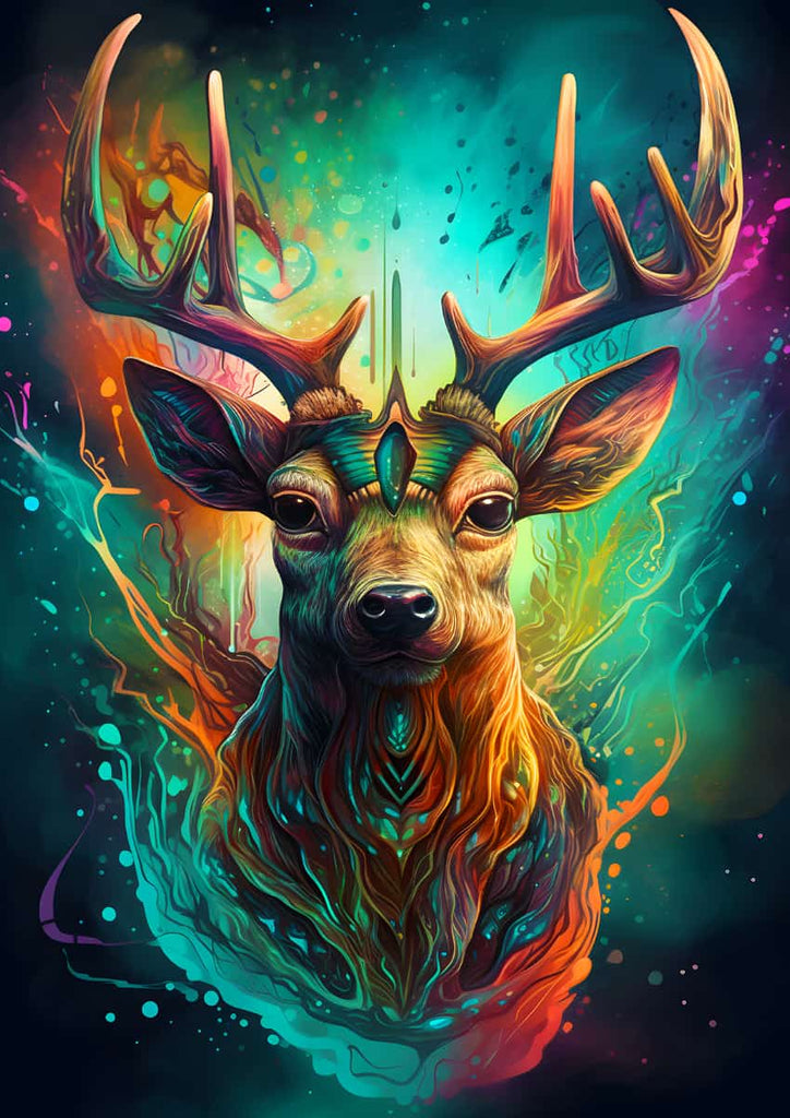 Vibrant Deer Portrait Diamond Painting Kit - Paint by Numbers Art on Canvas with Colorful Acrylic Diamonds