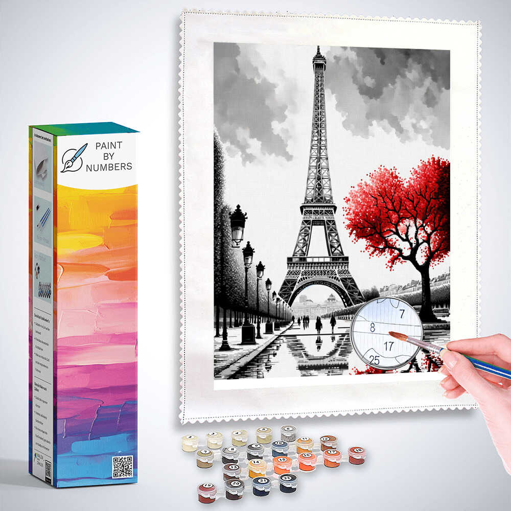 Eiffel Tower in black and white - Paint by Numbers