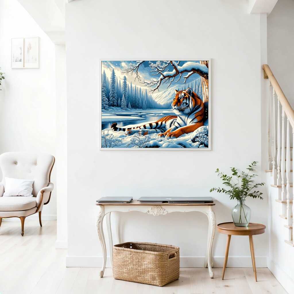 Paint by Numbers - Tiger in snowy landscape